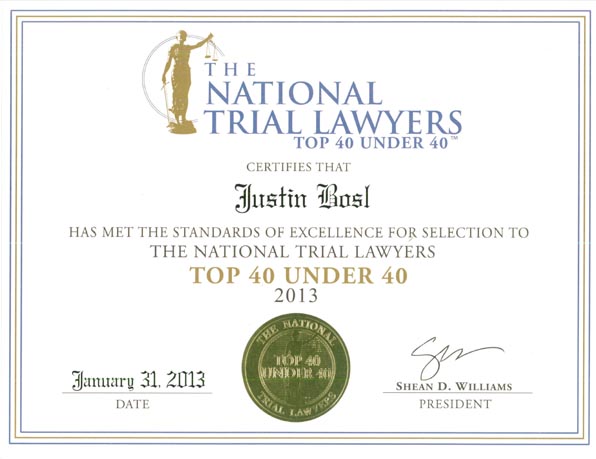 Justin Bosl 2013 NTLA Top 40 Under 40
